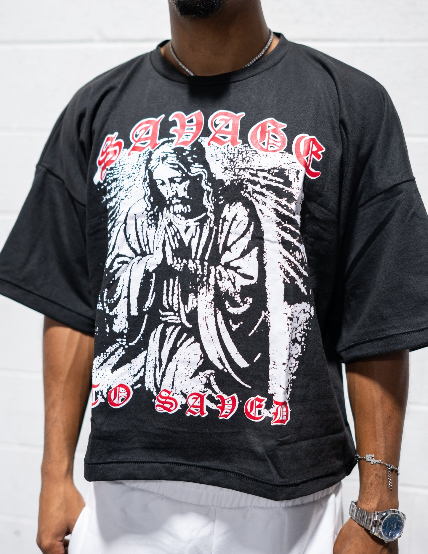 SavageToSaved Black Crop Shirt