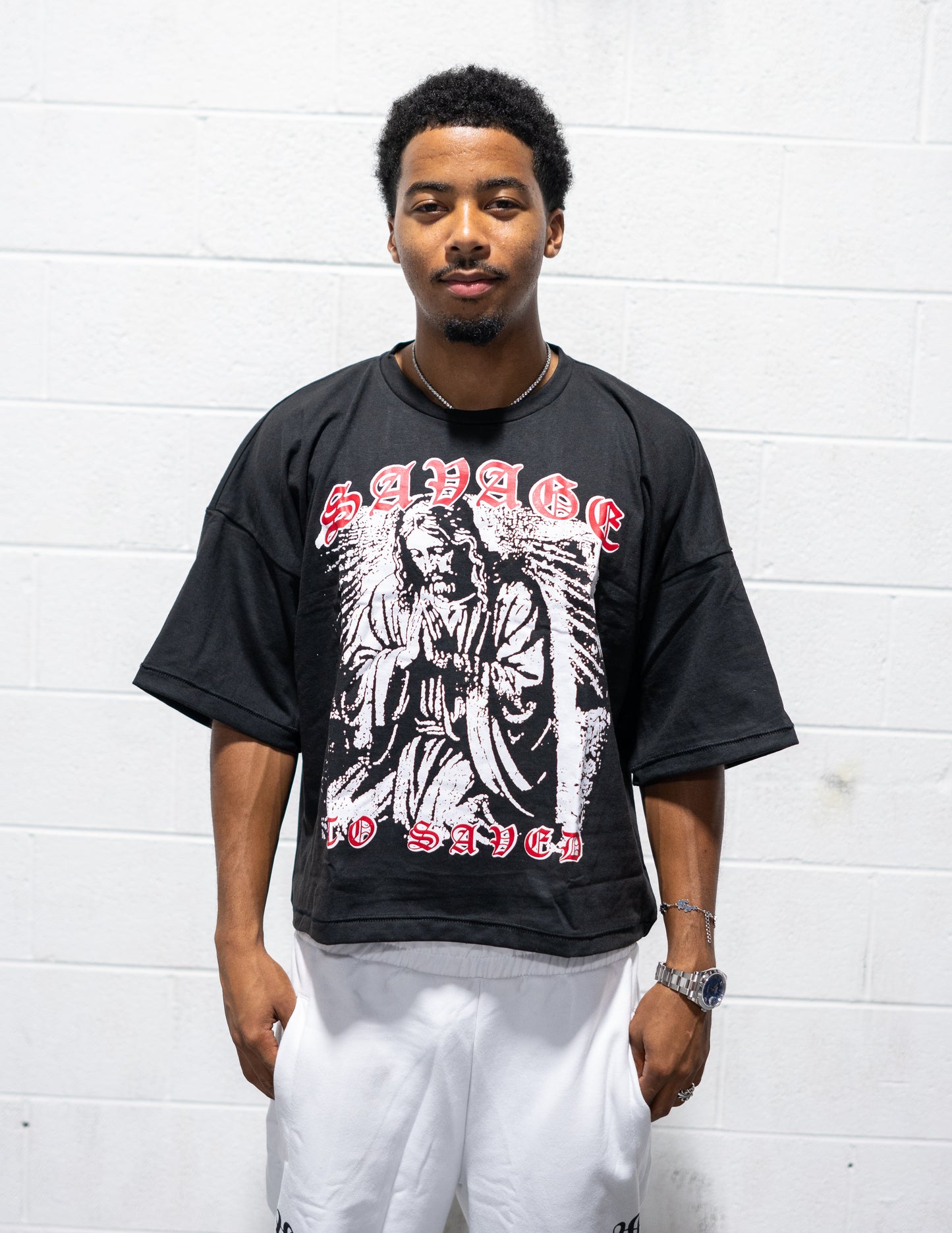 SavageToSaved Black Crop Shirt